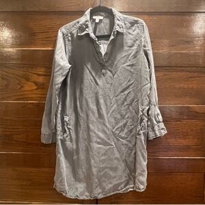 ✅5/$25 Como Vintage sz large Charcoal grey Tunic collared Dress long sleeve guc